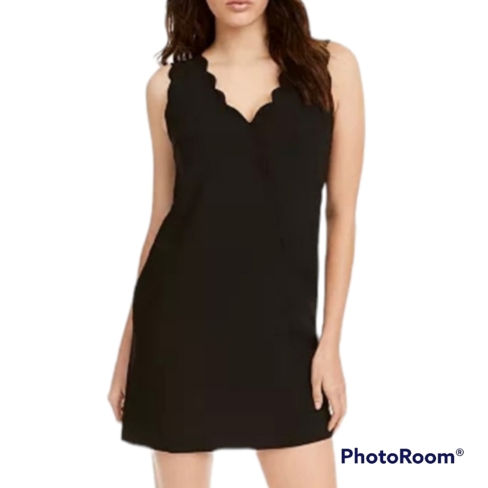 Anthro Foxiedox Lina Scalloped Edge Little Black Dress|NEW